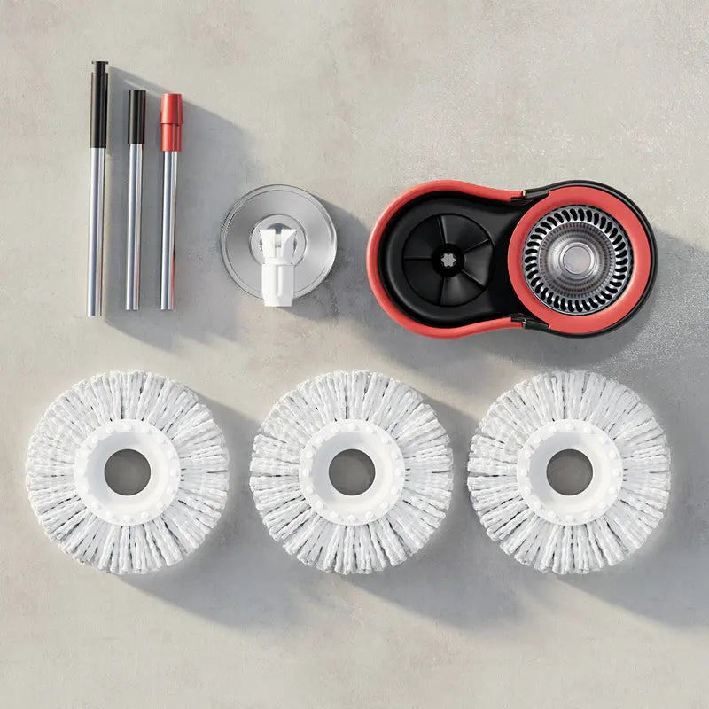 Cleaning tool set with brushes and attachments on a light background